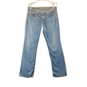 Big Star Womens Size 31R "Maddie Boot Mid Rise Fit" Light Wash Embroidered Jean